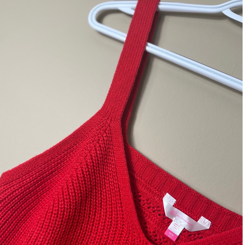 No Boundaries Red Knit Fringe Tank Top XXXL 21 Boho Western Festival Cami Shirt - Picture 7 of 9